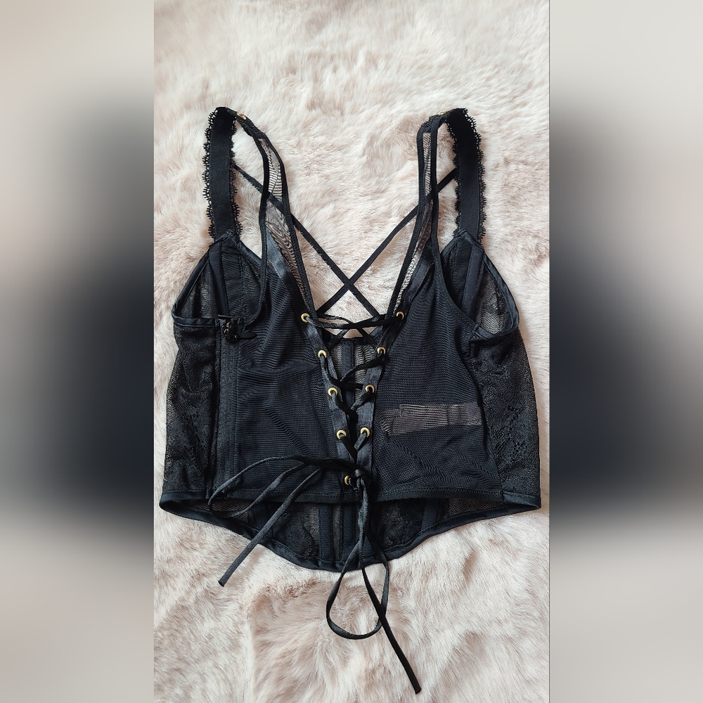 Victoria’s Secret Very Sexy Rose Lace & Grommet Strappy Corset Size S/DD NWT - Picture 10 of 10